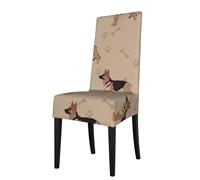 Cozimangoe Dining Chair Covers, High Stretch Removable Seat Covers,Stain Resistant Protective Slipcovers for Dining Room Kitchen Hotel Banquet, German Shepherd Foot Prints