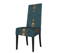 Cozimangoe Dining Chair Covers, High Stretch Removable Seat Covers,Stain Resistant Protective Slipcovers for Dining Room Kitchen Hotel Banquet, Copper Art Deco On Emerald