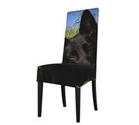 Cozimangoe Dining Chair Covers, High Stretch Removable Seat Covers,Stain Resistant Protective Slipcovers for Dining Room Kitchen Hotel Banquet, Black German Shepherd Dog