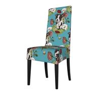 Cozimangoe Dining Chair Covers, High Stretch Removable Seat Covers,Stain Resistant Protective Slipcovers for Dining Room Kitchen Hotel Banquet, Boston Terrier Puppy Posie With Flowers And Bees