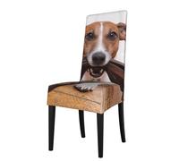 Cozimangoe Dining Chair Covers, High Stretch Removable Seat Covers,Stain Resistant Protective Slipcovers for Dining Room Kitchen Hotel Banquet, Dogs Jack Russell Terrier Animals