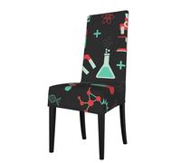Cozimangoe Dining Chair Covers, High Stretch Removable Seat Covers,Stain Resistant Protective Slipcovers for Dining Room Kitchen Hotel Banquet, Green Chemistry And Science Patterns