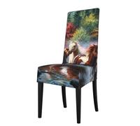 Cozimangoe Dining Chair Covers, High Stretch Removable Seat Covers, Stain Resistant Protective Slipcovers for Dining Room Kitchen Hotel Banquet, Native American Indians Horses