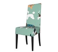 Cozimangoe Dining Chair Covers, High Stretch Removable Seat Covers,Stain Resistant Protective Slipcovers for Dining Room Kitchen Hotel Banquet, Dogs On Blue