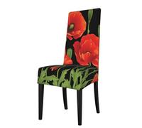 Cozimangoe Dining Chair Covers, High Stretch Removable Seat Covers,Stain Resistant Protective Slipcovers for Dining Room Kitchen Hotel Banquet, Spring Red Flowers Printed