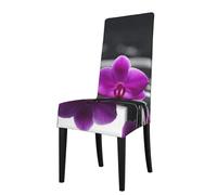 Cozimangoe Dining Chair Covers, High Stretch Removable Seat Covers,Stain Resistant Protective Slipcovers for Dining Room Kitchen Hotel Banquet, Calm Orchid Flower Purple
