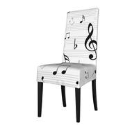 Cozimangoe Dining Chair Covers, High Stretch Removable Seat Covers,Stain Resistant Protective Slipcovers for Dining Room Kitchen Hotel Banquet, Clef Music Notes Sheet Symbol Treble Abstract