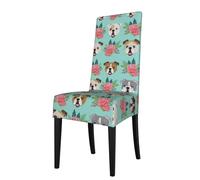 Cozimangoe Dining Chair Covers, High Stretch Removable Seat Covers,Stain Resistant Protective Slipcovers for Dining Room Kitchen Hotel Banquet, English Bulldog Faces Vintage Florals