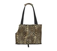 Cozimangoe Dog Carrier, Side Viewing Opening Dog Purse Collapsible Compact Pet Tote Bag, Airline Walking Outdoor Travel, Safari African Black Gold Python Animal Skin Pattern