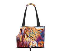 Cozimangoe Dog Carrier, Side Viewing Opening Dog Purse Collapsible Compact Pet Tote Bag, Airline Walking Outdoor Travel, Highland Cow Printed