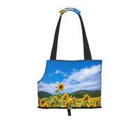 Cozimangoe Dog Carrier, Side Viewing Opening Dog Purse Collapsible Compact Pet Tote Bag, Airline Walking Outdoor Travel, Sunflower Sea And Blue Sky White Clouds