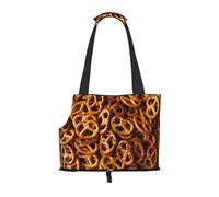 Cozimangoe Dog Carrier, Side Viewing Opening Dog Purse Collapsible Compact Pet Tote Bag, Airline Walking Outdoor Travel, Pretzels Bread Pattern
