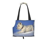Cozimangoe Dog Carrier, Side Viewing Opening Dog Purse Collapsible Compact Pet Tote Bag, Airline Walking Outdoor Travel, Westie Winter West Highland White Terrier Dogs