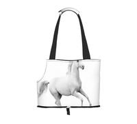 Cozimangoe Dog Carrier, Side Viewing Opening Dog Purse Collapsible Compact Pet Tote Bag, Airline Walking Outdoor Travel, White Stallion Horse Gallop Motion Equestrian