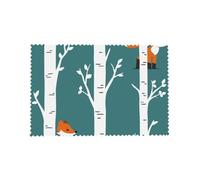 Cozimangoe Fox With Birch Trees, Placemats 4 Set, 12x18 Inch Heat Resistant Washable Place Mats for Table Scalloped Edges Decorative, Kitchen Dining Wedding