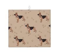 Cozimangoe German Shepherd Foot Prints, Dish Drying Mat, 18x16 Inch Absorbent Microfiber Quick Dry Machine Washable for Dishes Pots Pans Glassware Coffee Bar Under Rack