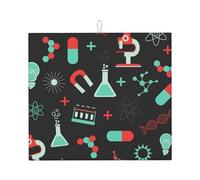 Cozimangoe Green Chemistry and Science Patterns, Dish Drying Mat, 18x16 Inch Absorbent Microfiber Quick Dry Machine Washable for Dishes Pots Pans Glassware Coffee Bar Under Rack