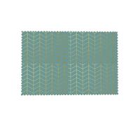 Cozimangoe Herringbone Pattern Faux Gold Foil Teal Geometric, Placemats 4 Set, 12x18 Inch Heat Resistant Washable Place Mats for Table Scalloped Edges Decorative, Kitchen Dining Wedding