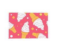 Cozimangoe Ice Cream Cool Summer Supply, Placemats 4 Set, 12x18 Inch Heat Resistant Washable Place Mats for Table Scalloped Edges Decorative, Kitchen Dining Wedding