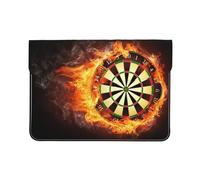 Cozimangoe Laptop Sleeve, 13-14 Inch PU Leather Computer Sleeve Bag, Water-Resistant Laptop Case Protective, School Office Travel, Personalized Flaming Dartboard Fire Dart Board 3D