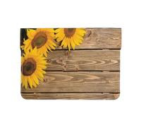 Cozimangoe Laptop Sleeve, 13-14 Inch PU Leather Computer Sleeve Bag, Water-Resistant Laptop Case Protective, School Office Travel, Personalized Three Sunflowers On Wooden