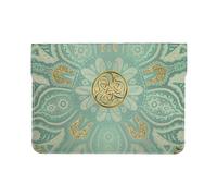 Cozimangoe Laptop Sleeve, 13-14 Inch PU Leather Computer Sleeve Bag, Water-Resistant Laptop Case Protective, School Office Travel, Personalized Soft Sage Green And Gold Celtic Mandala