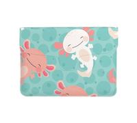 Cozimangoe Laptop Sleeve, 13-14 Inch PU Leather Computer Sleeve Bag, Water-Resistant Laptop Case Protective, School Office Travel, Personalized Kawaii Baby Cute Axolotl