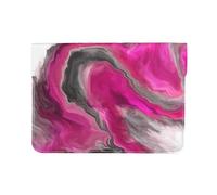 Cozimangoe Laptop Sleeve, 13-14 Inch PU Leather Computer Sleeve Bag, Water-Resistant Laptop Case Protective, School Office Travel, Personalized Magenta Black Grey Jewel Tone Fluid Art Swirl
