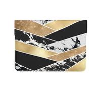 Cozimangoe Laptop Sleeve, 13-14 Inch PU Leather Computer Sleeve Bag, Water-Resistant Laptop Case Protective, School Office Travel, Modern Gold Black White Glitter Marble Geometric Art