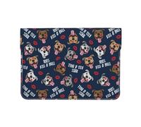 Cozimangoe Laptop Sleeve, 13-14 Inch PU Leather Computer Sleeve Bag, Water-Resistant Laptop Case Protective, School Office Travel, Personalized Kiss A Bull Cute Pit Bull Dog Lips Love Valentines