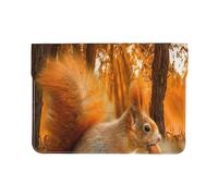 Cozimangoe Laptop Sleeve, 13-14 Inch PU Leather Computer Sleeve Bag, Water-Resistant Laptop Case Protective, School Office Travel, Personalized Cute Squirrel Eating Nuts