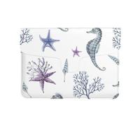 Cozimangoe Laptop Sleeve, 13-14 Inch PU Leather Computer Sleeve Bag, Water-Resistant Laptop Case Protective, School Office Travel, Seahorse Coral Starfish Sea Summer