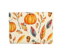 Cozimangoe Laptop Sleeve, 13-14 Inch PU Leather Computer Sleeve Bag, Water-Resistant Laptop Case Protective, School Office Travel, Personalized Watercolor Pumpkins Leaves Mushrooms