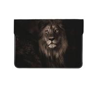 Cozimangoe Laptop Sleeve, 13-14 Inch PU Leather Computer Sleeve Bag, Water-Resistant Laptop Case Protective, School Office Travel, Personalized 3D Lion Fall
