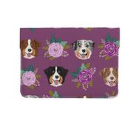 Cozimangoe Laptop Sleeve, 13-14 Inch PU Leather Computer Sleeve Bag, Water-Resistant Laptop Case Protective, School Office Travel, Personalized Aussie Dog Floral Australian Shepherd Dog