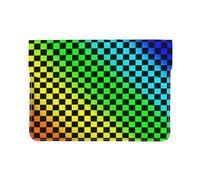 Cozimangoe Laptop Sleeve, 13-14 Inch PU Leather Computer Sleeve Bag, Water-Resistant Laptop Case Protective, School Office Travel, Personalized Black Rainbow Checkerboard