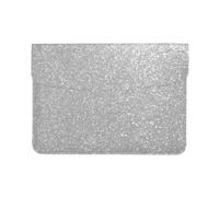 Cozimangoe Laptop Sleeve, 13-14 Inch PU Leather Computer Sleeve Bag, Water-Resistant Laptop Case Protective, School Office Travel, Personalized Faux Sparkly Silver Glitter Printed