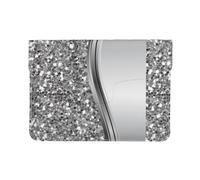 Cozimangoe Laptop Sleeve, 13-14 Inch PU Leather Computer Sleeve Bag, Water-Resistant Laptop Case Protective, School Office Travel, Personalized Silver Faux Glitter Glam