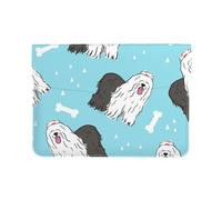 Cozimangoe Laptop Sleeve, 13-14 Inch PU Leather Computer Sleeve Bag, Water-Resistant Laptop Case Protective, School Office Travel, Personalized Old English Sheepdog Pattern