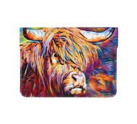 Cozimangoe Laptop Sleeve, 13-14 Inch PU Leather Computer Sleeve Bag, Water-Resistant Laptop Case Protective, School Office Travel, Personalized Highland Cow Printed