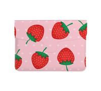 Cozimangoe Laptop Sleeve, 13-14 Inch PU Leather Computer Sleeve Bag, Water-Resistant Laptop Case Protective, School Office Travel, Personalized Kawaii Pink Strawberry