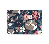 Cozimangoe Laptop Sleeve, 13-14 Inch PU Leather Computer Sleeve Bag, Water-Resistant Laptop Case Protective, School Office Travel, Personalized Fox Animal Flower Mon And Daughter Son