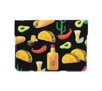 Cozimangoe Laptop Sleeve, 13-14 Inch PU Leather Computer Sleeve Bag, Water-Resistant Laptop Case Protective, School Office Travel, Personalized Mexican Seamless Food