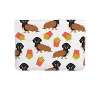 Cozimangoe Laptop Sleeve, 13-14 Inch PU Leather Computer Sleeve Bag, Water-Resistant Laptop Case Protective, School Office Travel, Personalized Dachshund Hot Dog And Fries Cute Funny Food