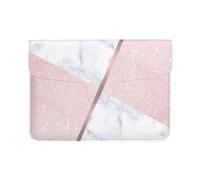 Cozimangoe Laptop Sleeve, 13-14 Inch PU Leather Computer Sleeve Bag, Water-Resistant Laptop Case Protective, School Office Travel, Elegant Girly Rose Gold Glitter & White Marble
