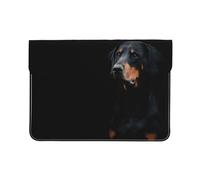 Cozimangoe Laptop Sleeve, 13-14 Inch PU Leather Computer Sleeve Bag, Water-Resistant Laptop Case Protective, School Office Travel, Personalized Doberman Pinscher Pets Dogs Black Dogs Doberman