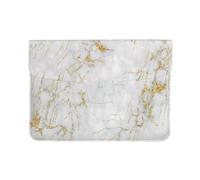 Cozimangoe Laptop Sleeve, 13-14 Inch PU Leather Computer Sleeve Bag, Water-Resistant Laptop Case Protective, School Office Travel, Personalized Gold White Marble