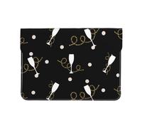 Cozimangoe Laptop Sleeve, 13-14 Inch PU Leather Computer Sleeve Bag, Water-Resistant Laptop Case Protective, School Office Travel, Personalized Gilter Red Wine Glass