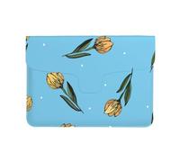 Cozimangoe Laptop Sleeve, 13-14 Inch PU Leather Computer Sleeve Bag, Water-Resistant Laptop Case Protective, School Office Travel, Personalized Hand Drawn Yellow Tulips
