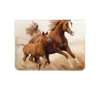 Cozimangoe Laptop Sleeve, 13-14 Inch PU Leather Computer Sleeve Bag, Water-Resistant Laptop Case Protective, School Office Travel, Personalized Horses Cubs Two Run